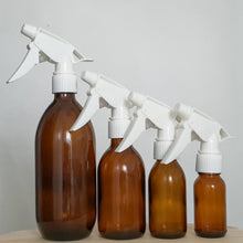 Load image into Gallery viewer, Amber Glass Bottle with White Trigger Sprayer
