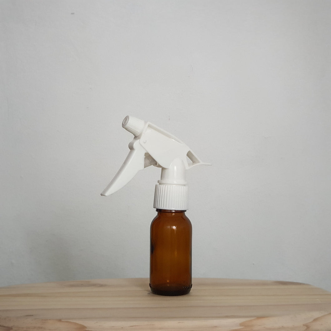 Amber Glass Bottle with White Trigger Sprayer