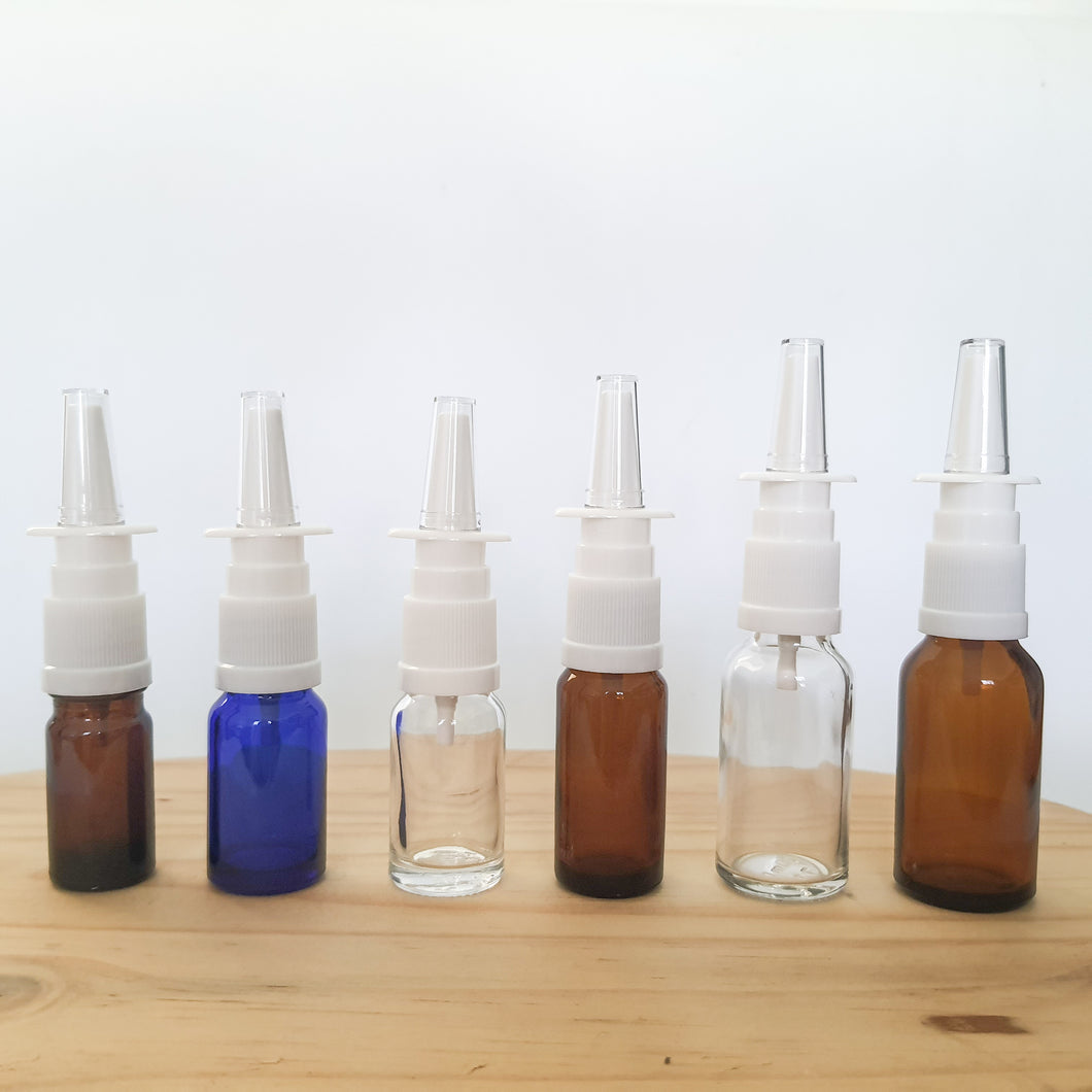 Glass Bottle with White Nasal Spray