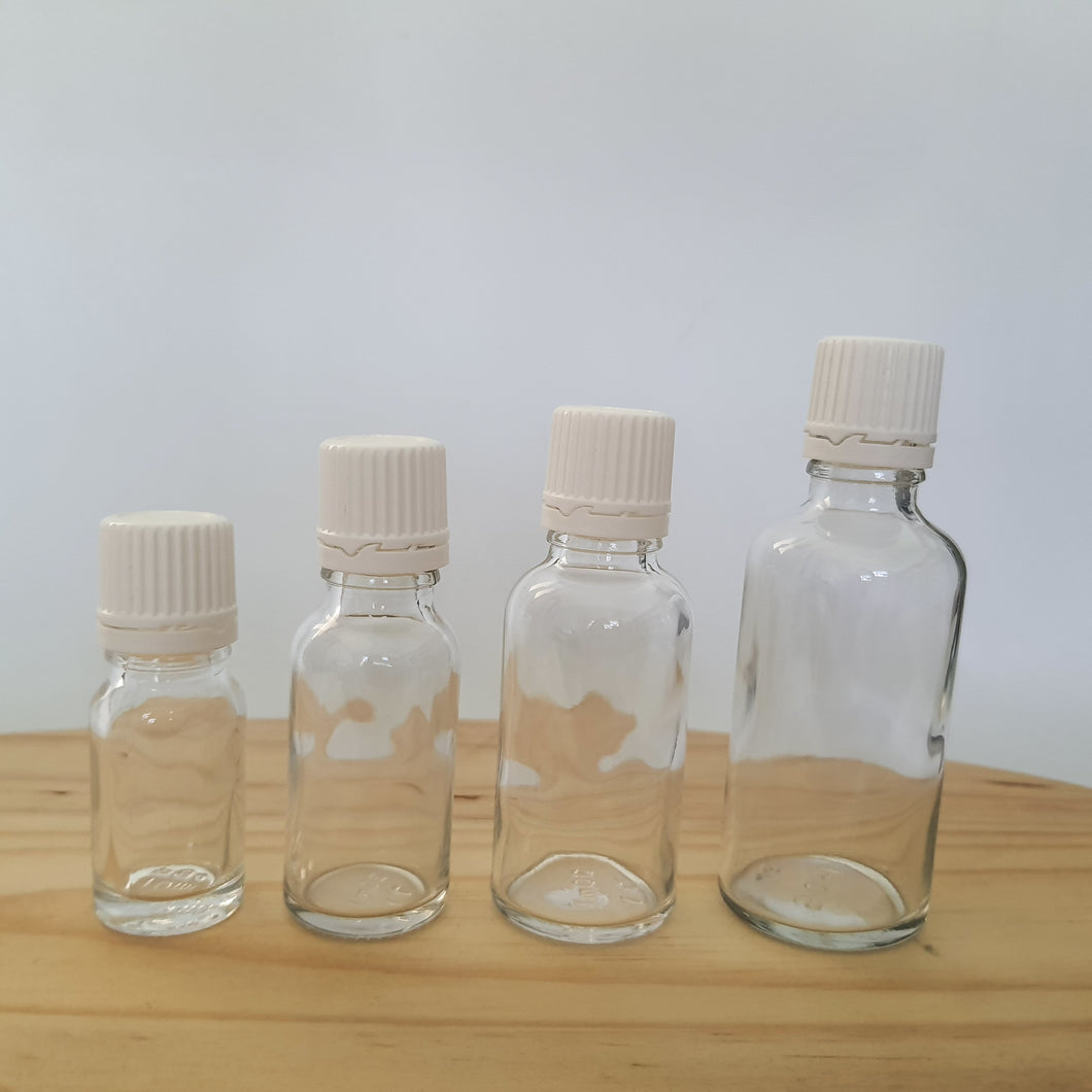 Clear Glass Bottles with Dropper Cap