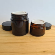 Load image into Gallery viewer, Black Amber Glass Jar complete with Black Lid and Shive
