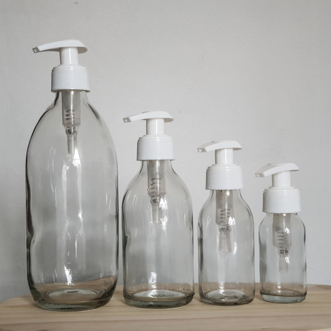 Clear Glass Bottle with Lotion Cap