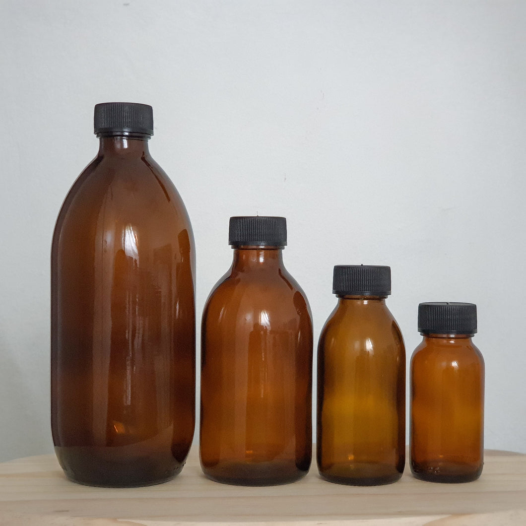 Amber Glass Bottle with Screw on Cap