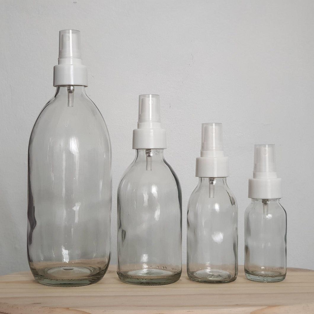 Clear Glass Bottle with Mist Sprayer